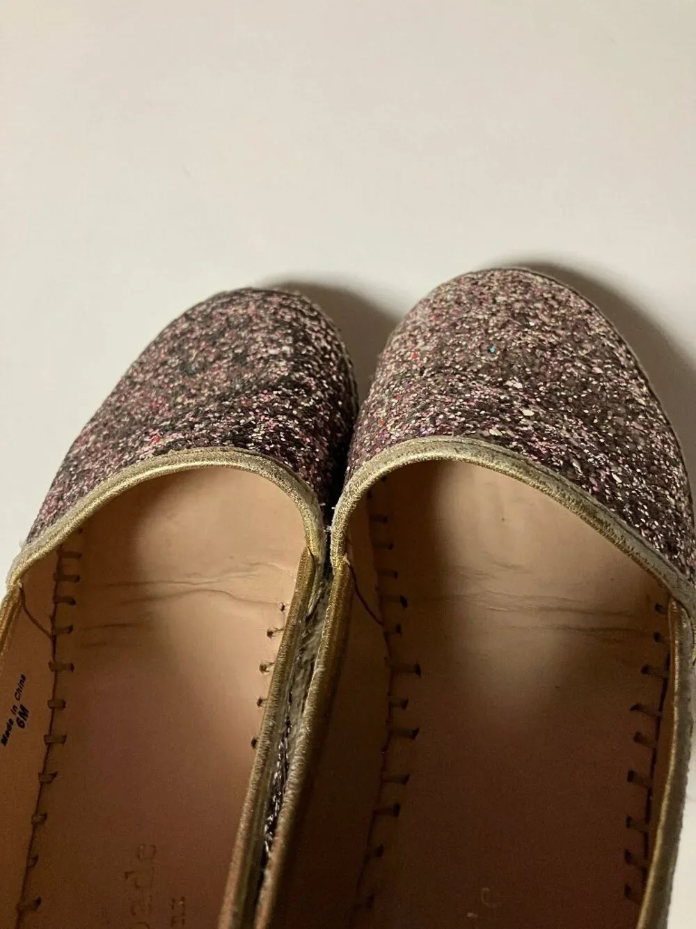 Kate Spade Linds Too Rose Gold Glitter Platform Espadrille Slip On Flats Size 6M